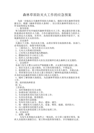 森林草原防灭火工作的应急预案