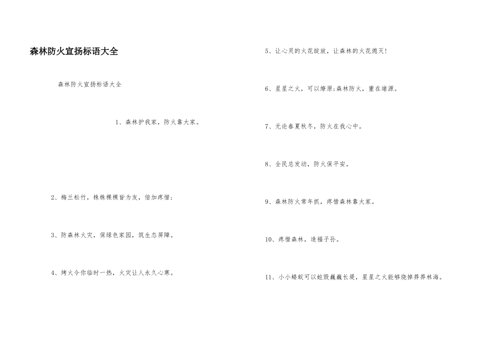 森林防火宣传标语大全_第1页
