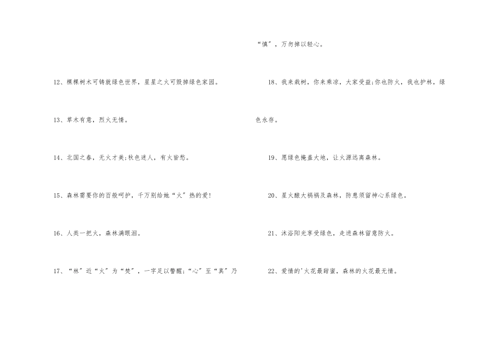 森林防火宣传标语大全_第2页