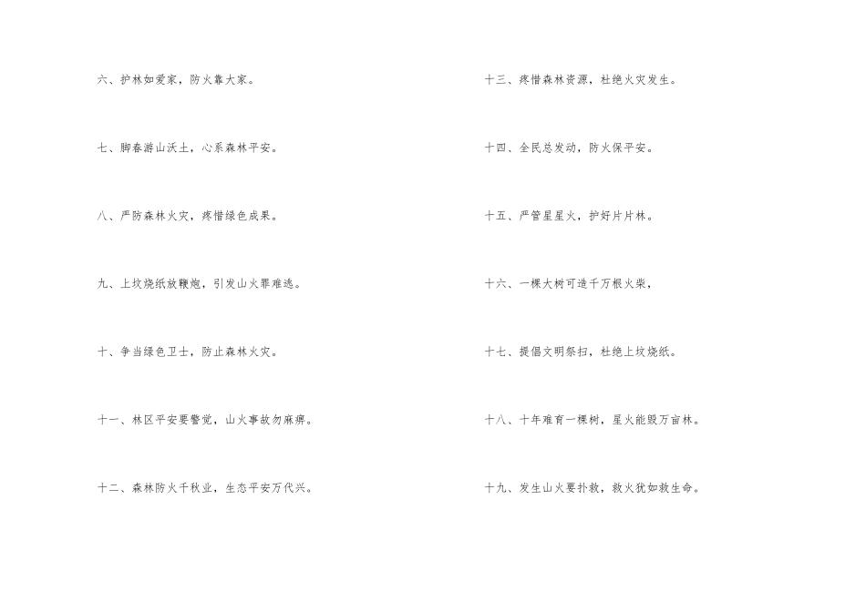 森林防火警示标语（170句）_第2页