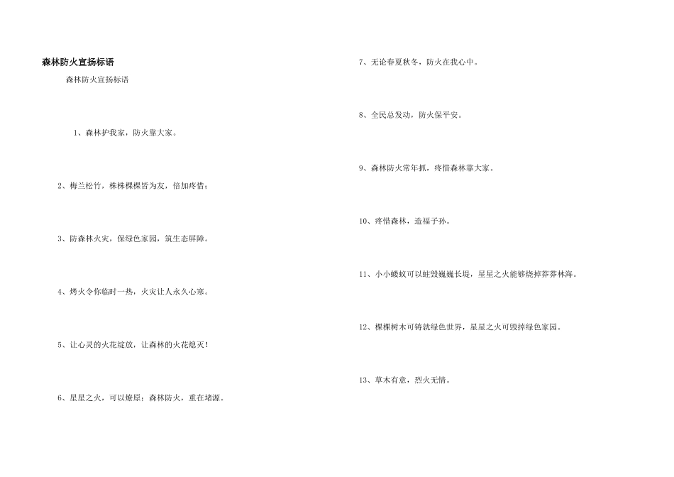森林防火宣传标语_第1页