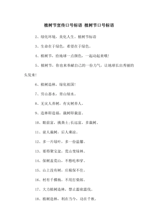 植树节宣传口号标语