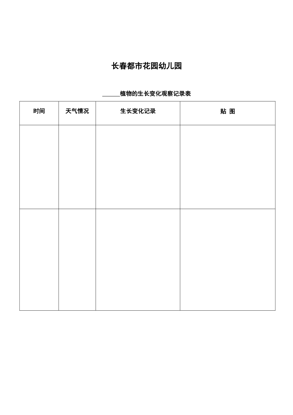 植物的生长变化观察记录表_第2页