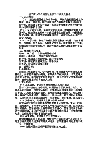 楼子店小学校园篮球做法特色