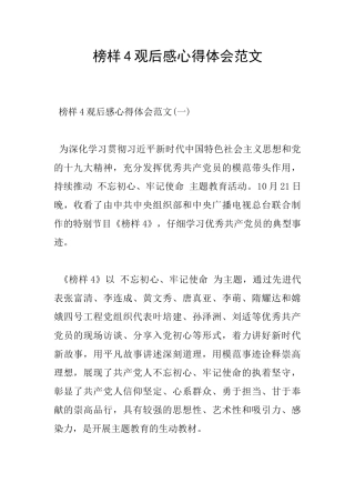 榜样4观后感心得体会范文