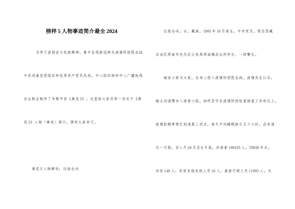 榜样5人物事迹简介最全2024_第1页