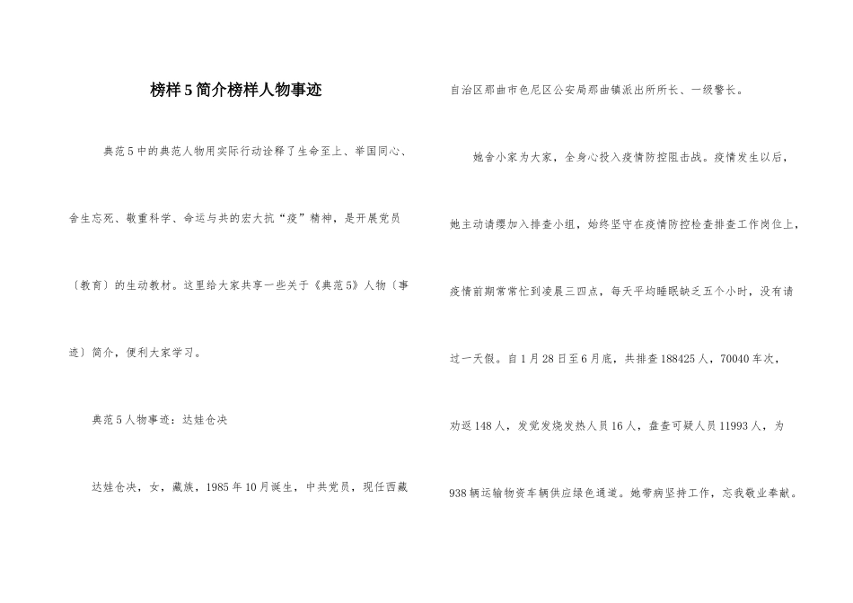 榜样5简介榜样人物事迹_第1页