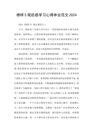 榜样5观后感学习心得体会范文2024