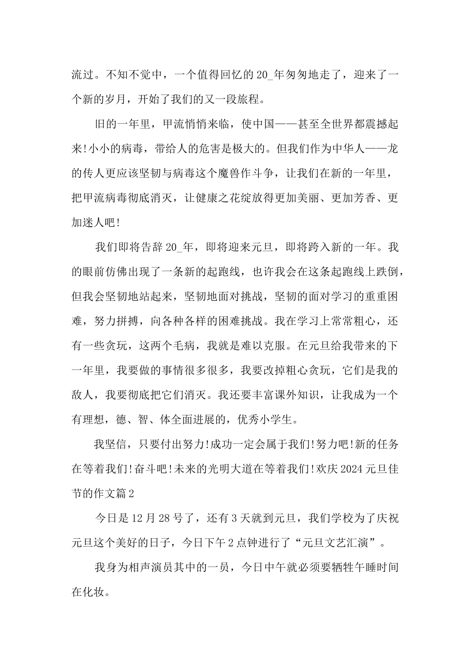 欢庆2024元旦佳节的作文7篇_第2页