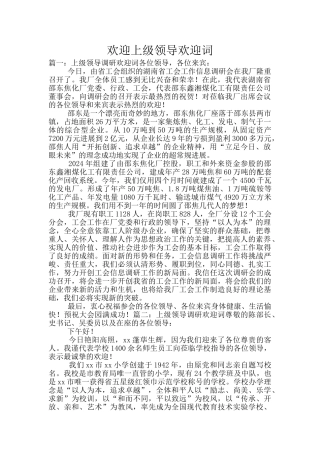 欢迎上级领导欢迎词