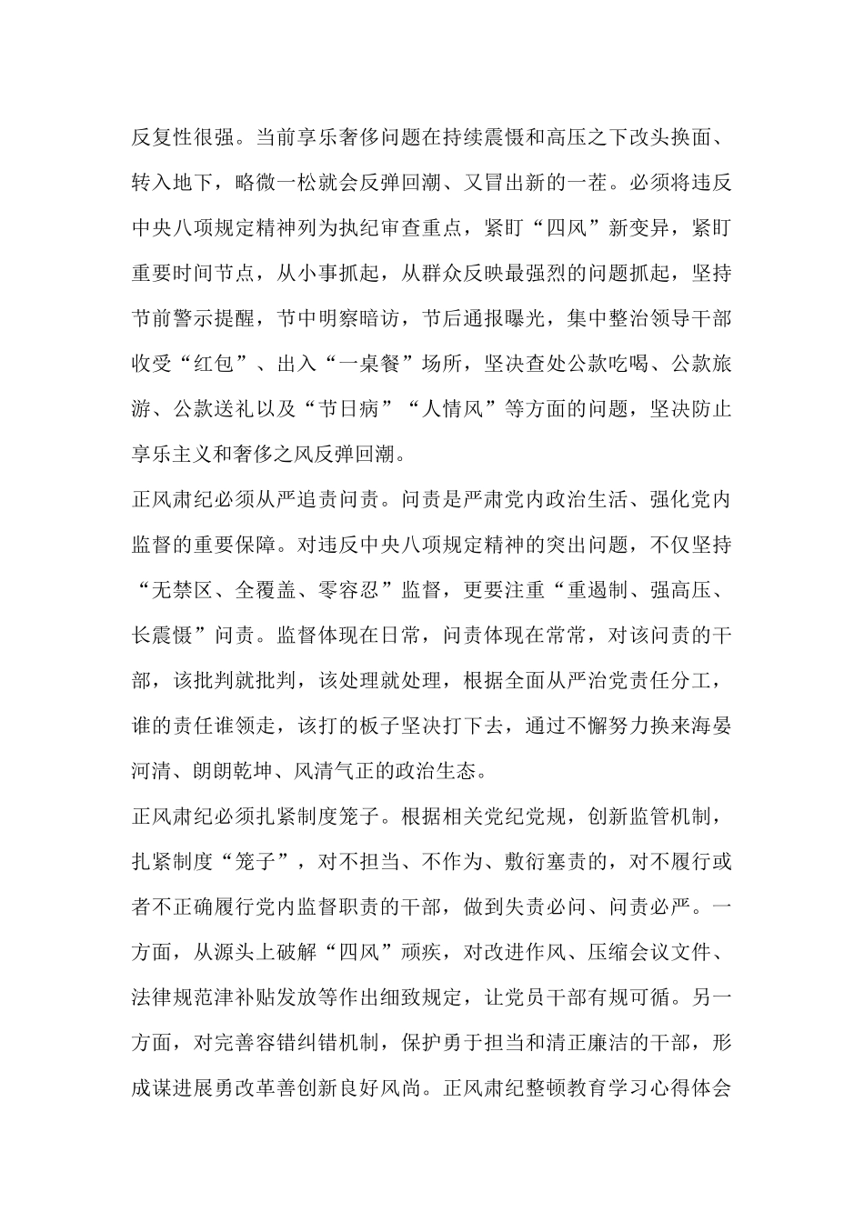 正风肃纪整顿教育学习心得体会5篇_第2页
