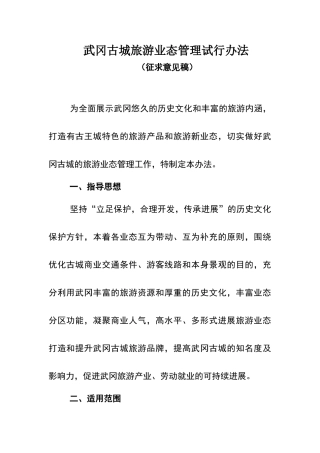 武冈古城旅游业态管理办法
