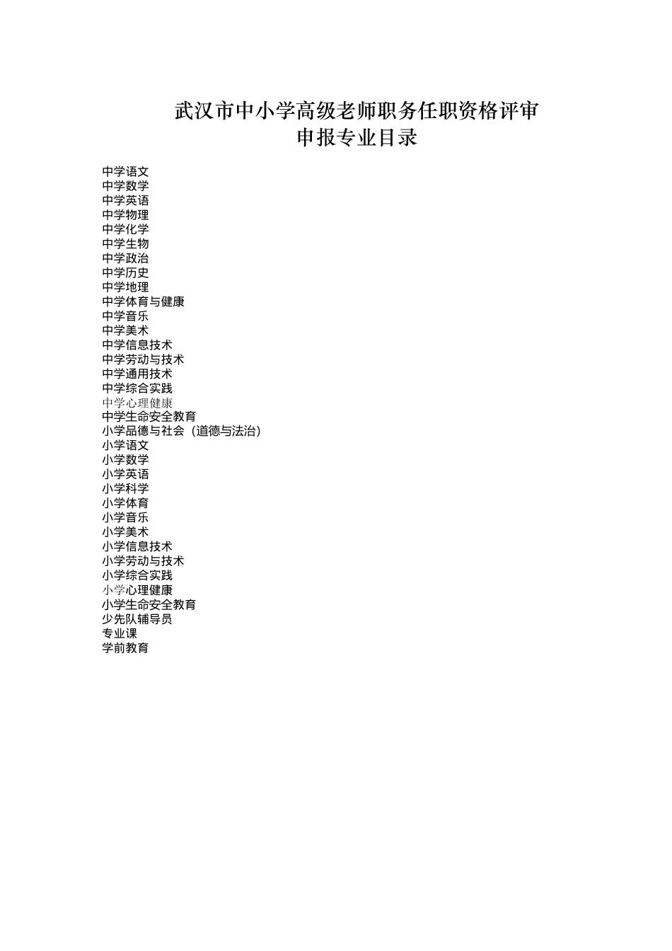 武汉市中小学高级教师职务任职资格评审_第1页