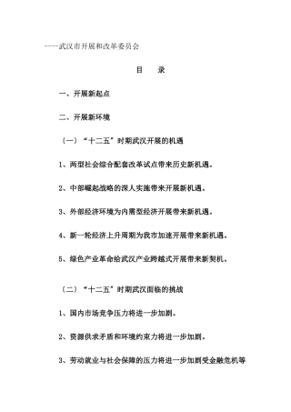 武汉市“十二五”规划发展思路