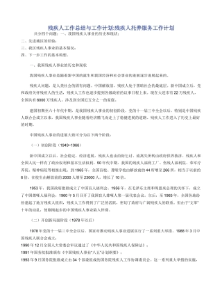 残疾人工作总结与工作计划