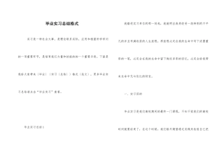 毕业实习总结格式