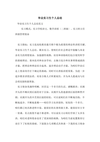 毕业实习生个人总结