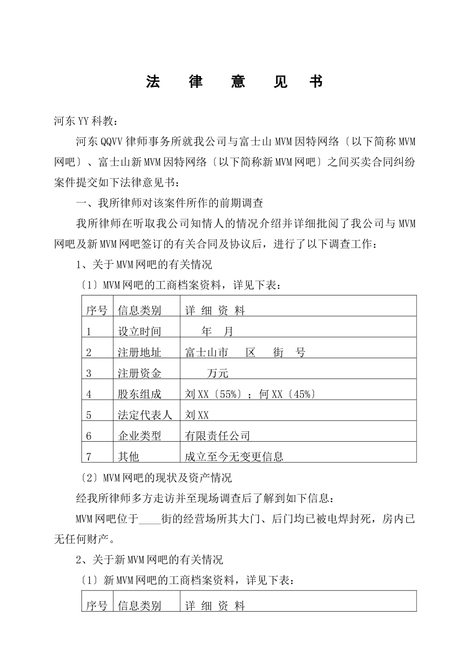 民事诉讼案件分析法律意见书_第1页