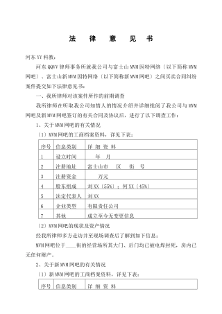 民事诉讼案件分析法律意见书