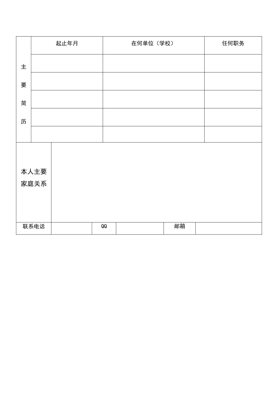 民建申请和简历表标准版_第3页