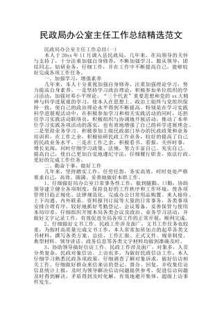 民政局办公室主任工作总结精选范文