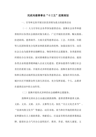 民政局慈善事业“十三五”发展规划