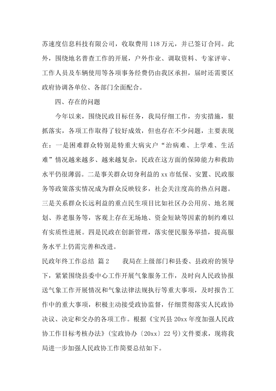 民政年终工作总结模板五篇_第3页