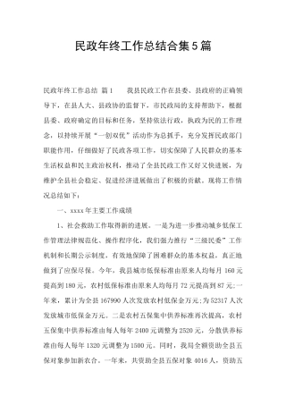 民政年终工作总结合集5篇