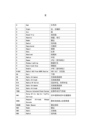 民航专业词汇缩写