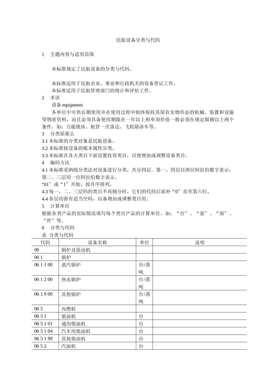 民航设备分类与代码_第1页