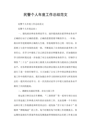 民警个人年度工作总结范文