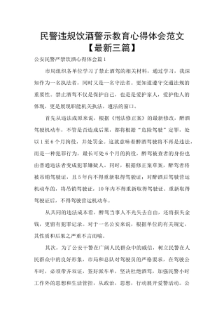 民警违规饮酒警示教育心得体会范文