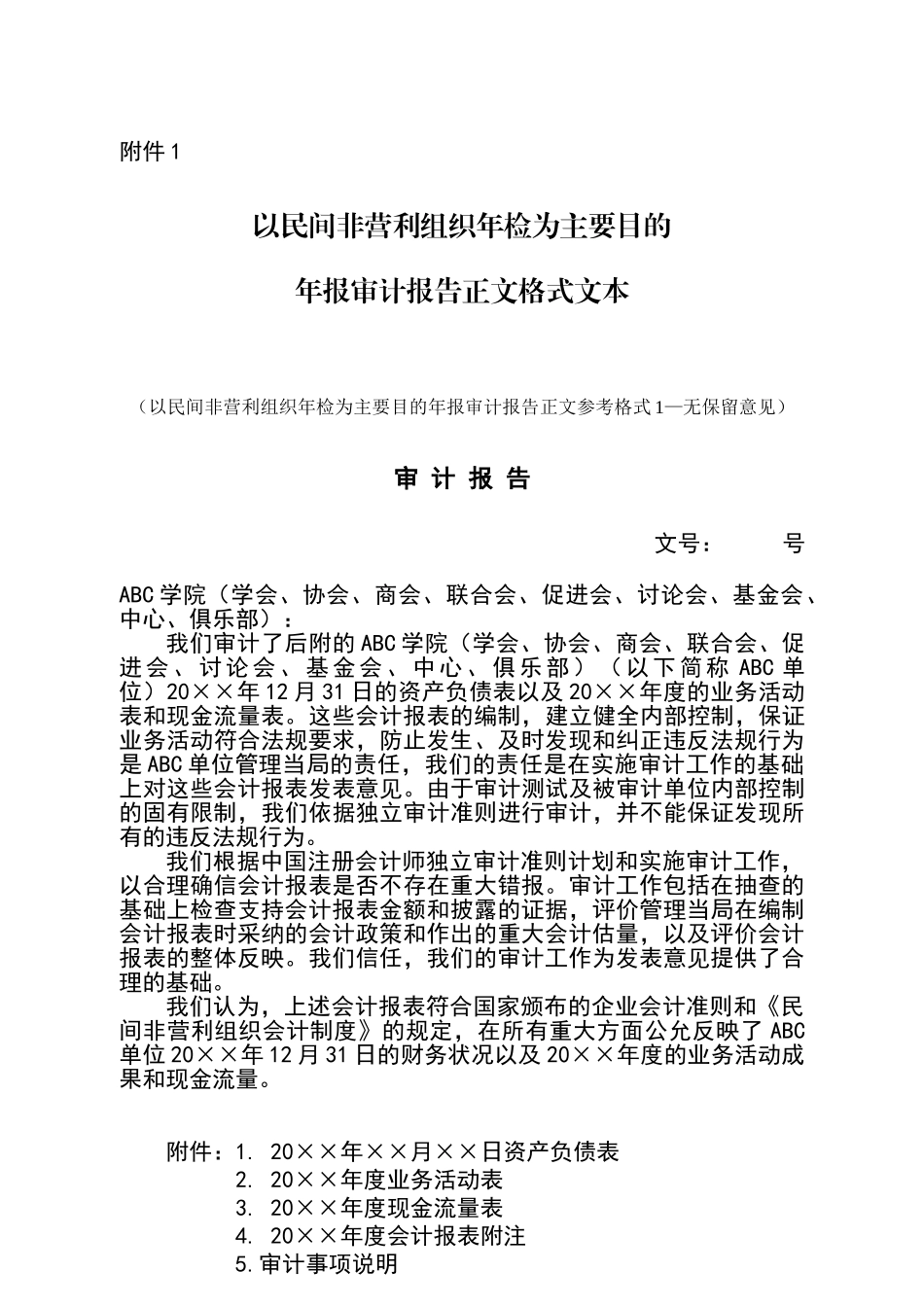 民间非营利组织年检审计报告参考格式_第1页
