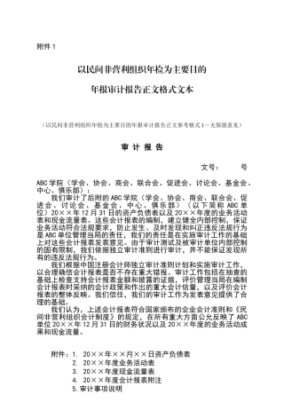 民间非营利组织年检审计报告参考格式