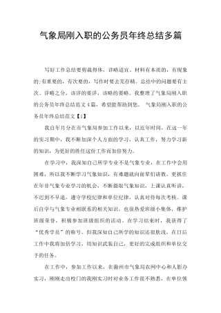气象局刚入职的公务员年终总结多篇