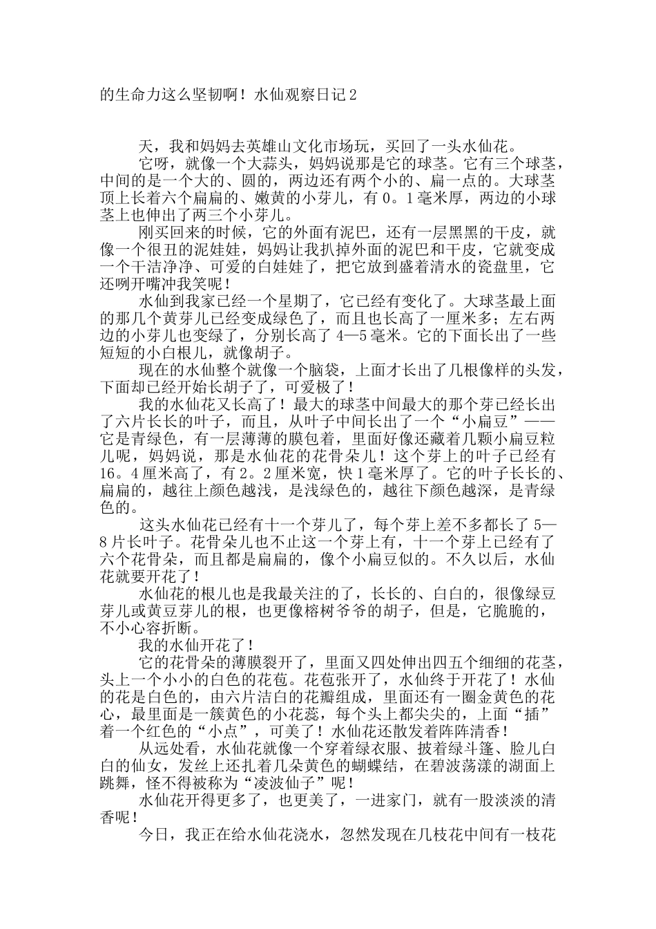 水仙观察日记3篇_第2页