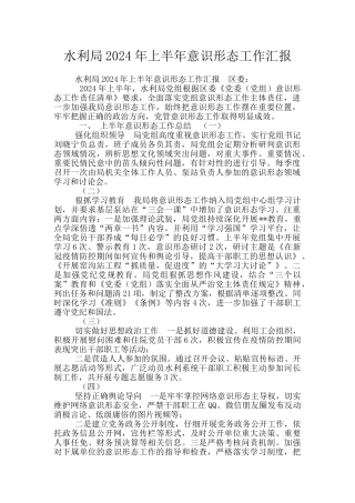 水利局2024年上半年意识形态工作汇报