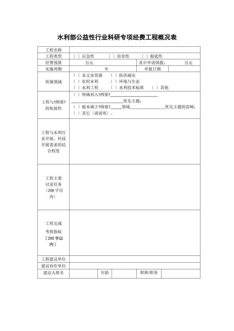 水利部公益性行业科研专项经费项目建议书_第3页