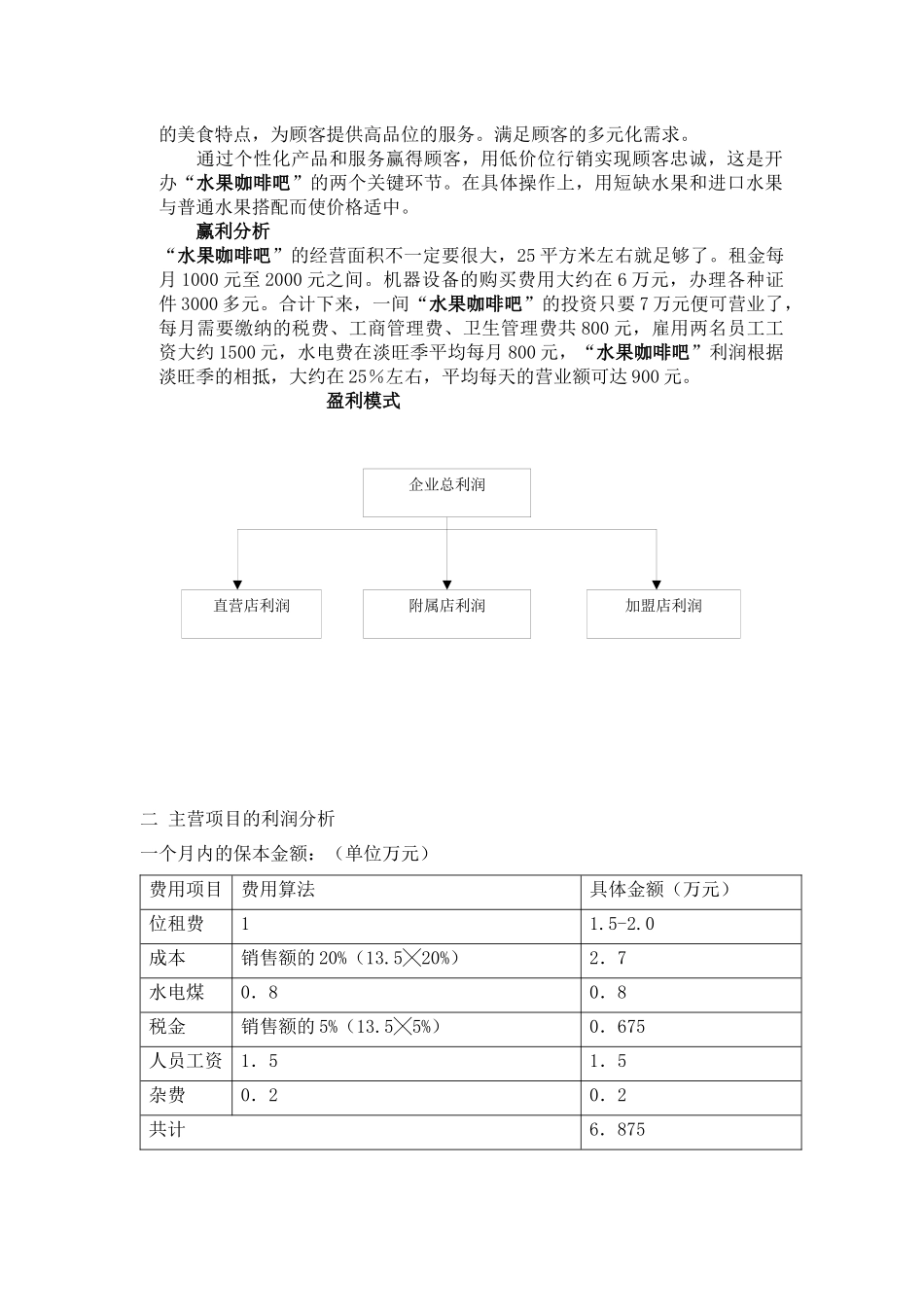 水果咖啡吧经营计划书_第2页