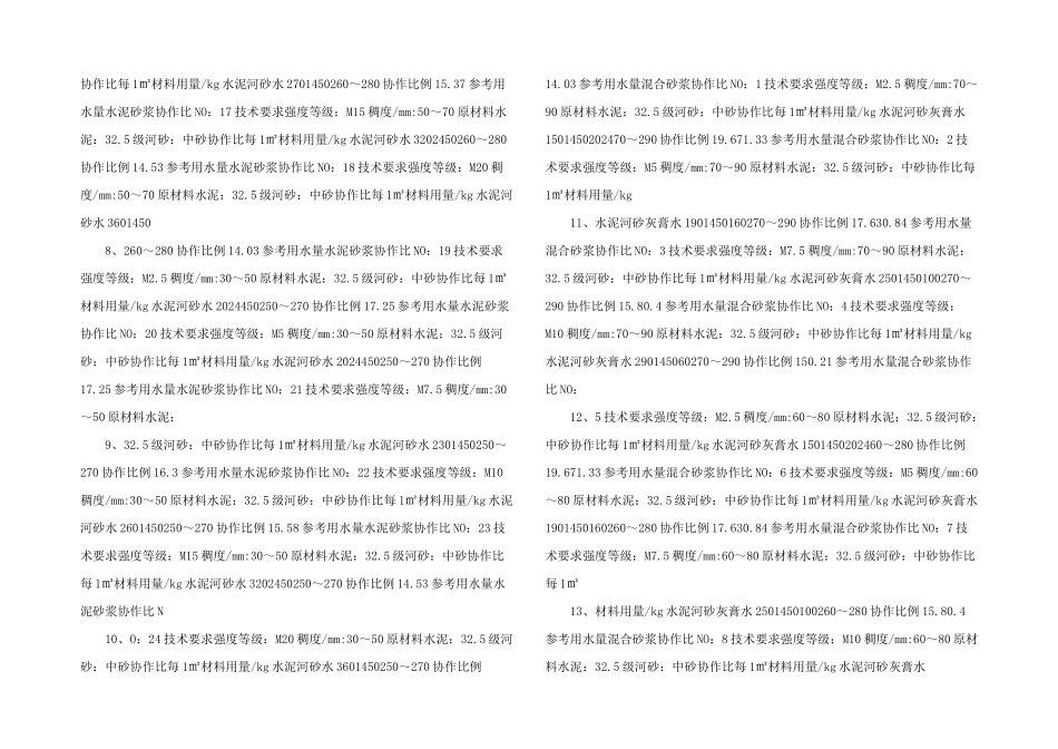 水泥砂浆配合比参考实例_第2页