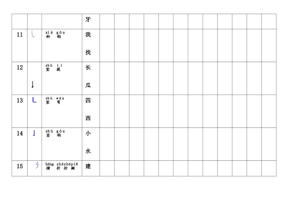 汉字笔画书写练习表_第3页