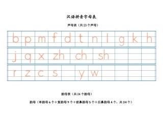 汉语拼音字母表-四线格书写
