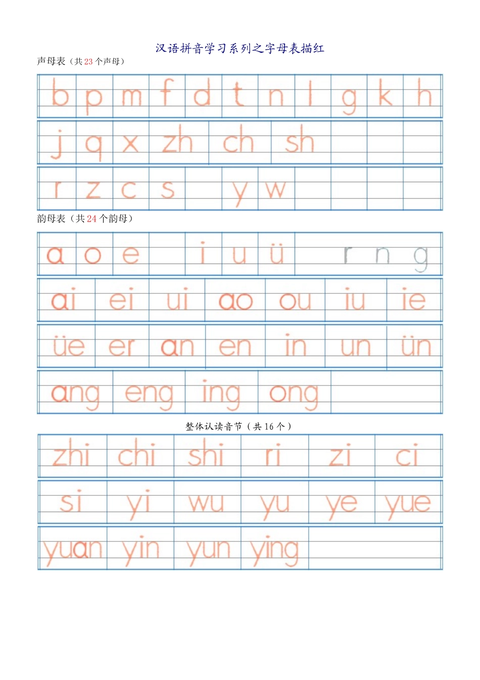 汉语拼音字母表描红全_第1页