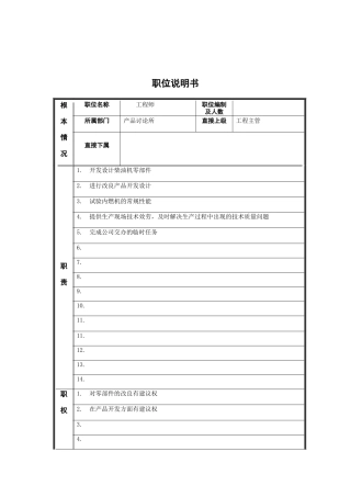 江动股份-产品研发工程师职位说明书
