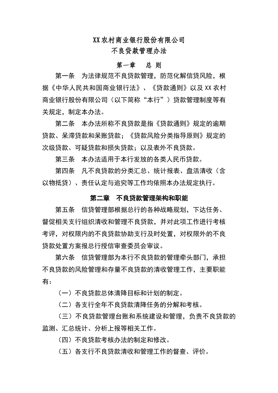 江苏农村商业不良贷款管理办法_第1页