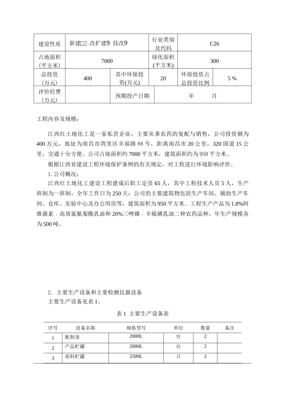 江西红土地化工有限公司农药复配项目评价表_第3页