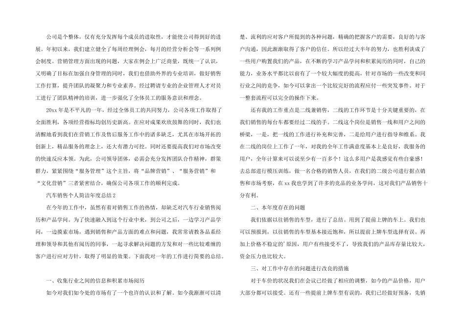 汽车销售个人简洁年度总结_第2页