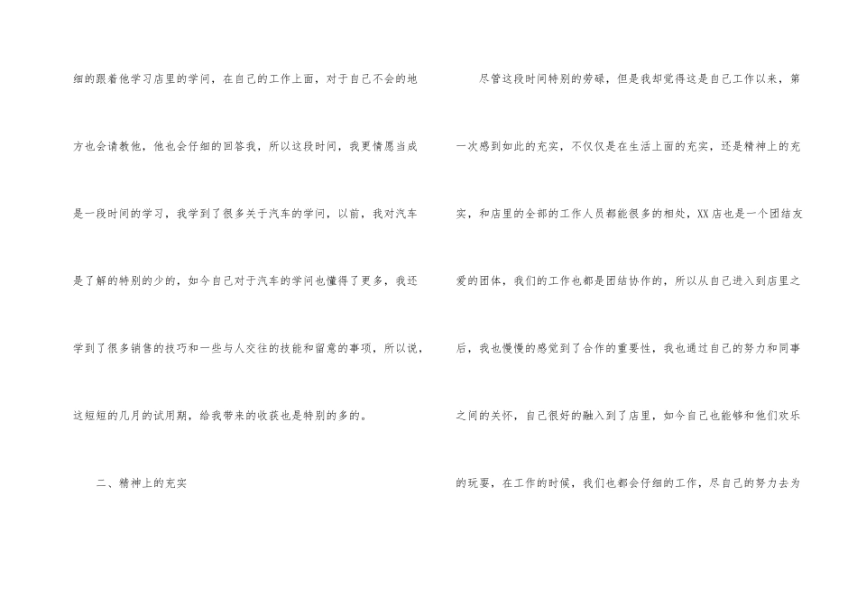 汽车销售助理试用期工作总结2024_第2页