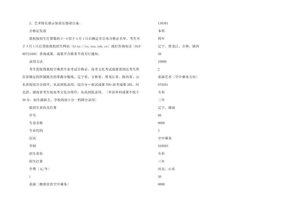 沈阳航空航天大学2024年空乘类专业招生简章_第2页