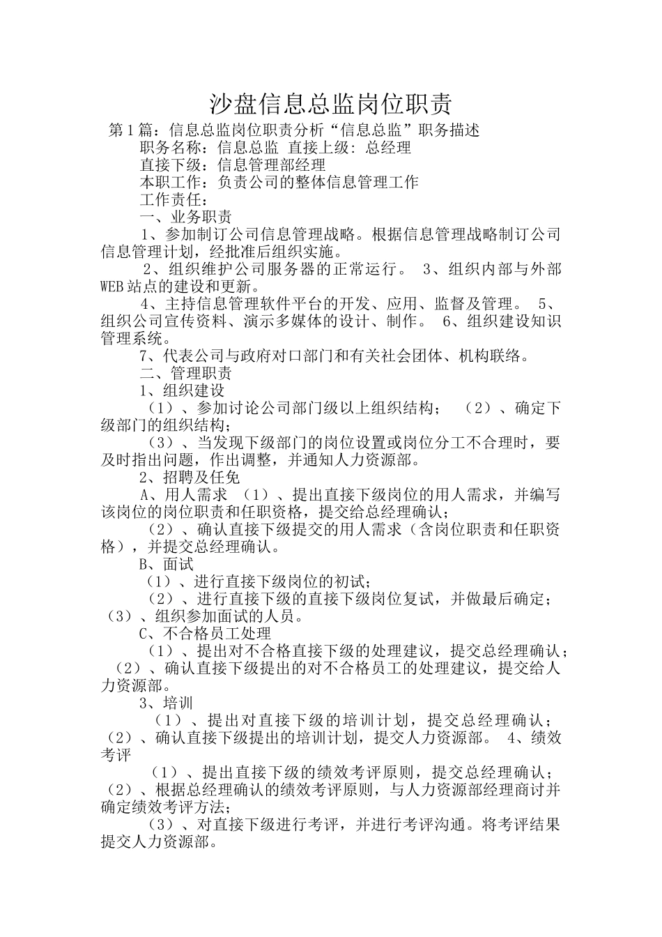 沙盘信息总监岗位职责_第1页